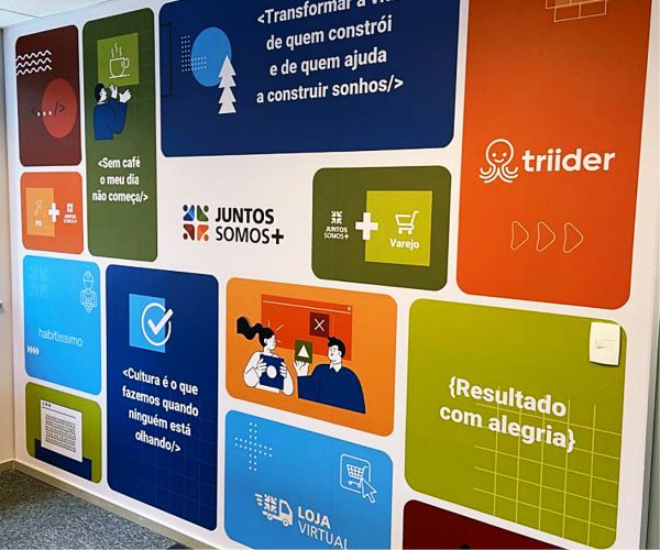Decoração Colorida com Textos - Escritório Moderno | Adesivos Personalizados