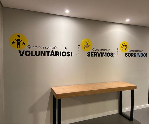 Decoração de Escritório Cinza e Amarelo | Adesivos Personalizados