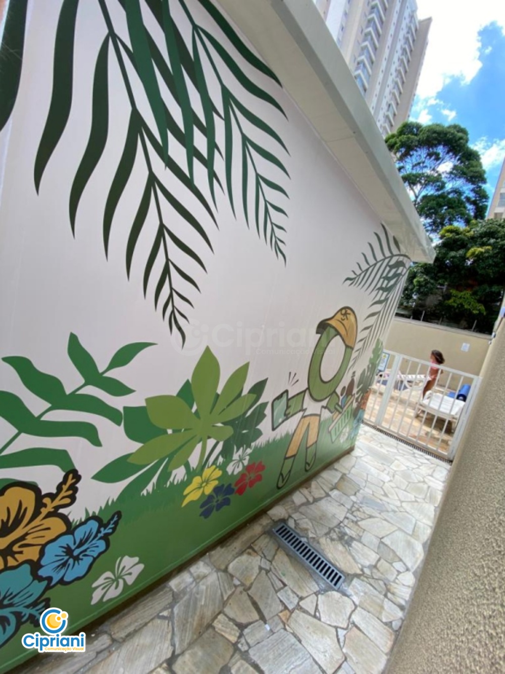 Adesivo de Parede com Desenho Plantas Verde e Branco 2 Imagem