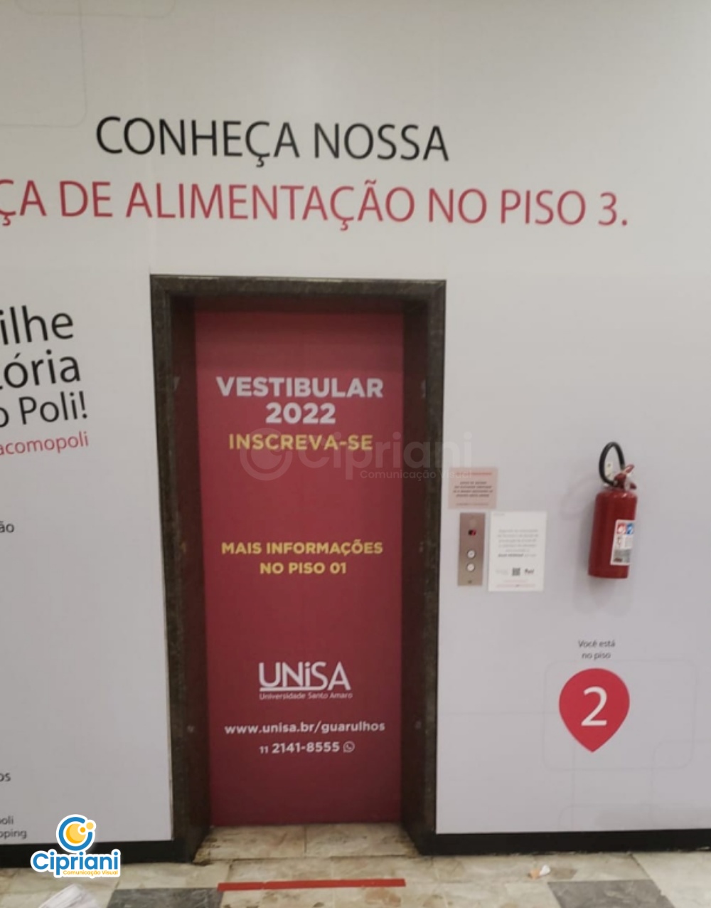 Adesivo para Ação em Elevador e Parede Vermelho e Branco 2 Imagem