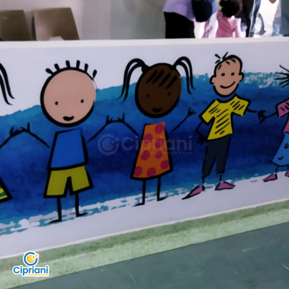 Adesivo para Balcões de Escola Infantil Azul e Branco 3 Imagem