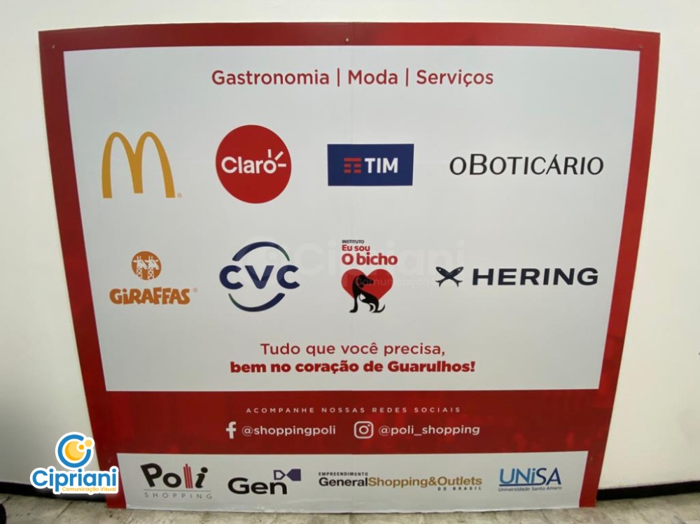 Adesivo para Cobertura de Tapume Vermelho e Branco | Projetos Cipriani Comunicação Visual