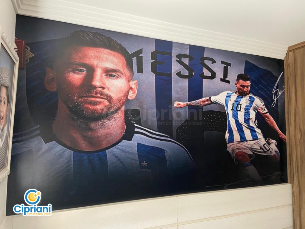 Adesivo para Parede do Messi Futebol Azul e Branco | Projetos Cipriani Comunicação Visual