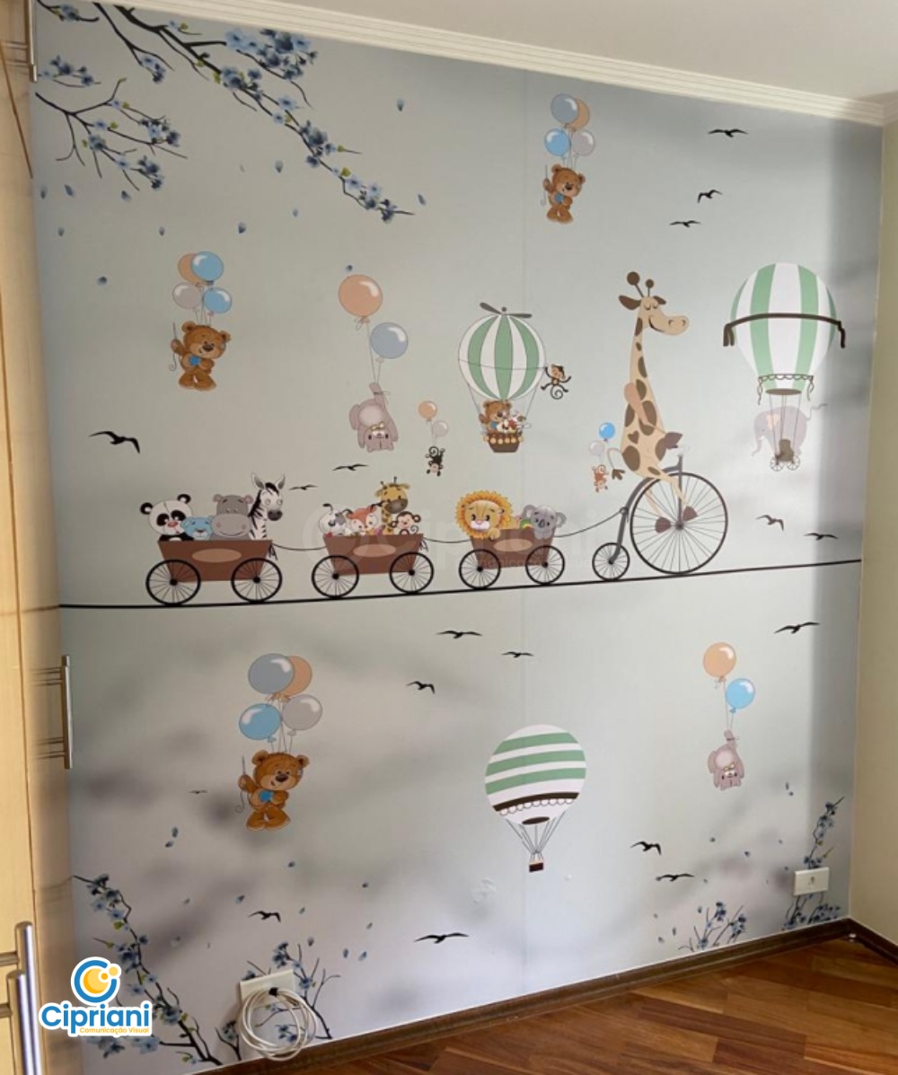 Adesivo para Quarto Infantil Azul Bebê Azul e Branco 2 Imagem