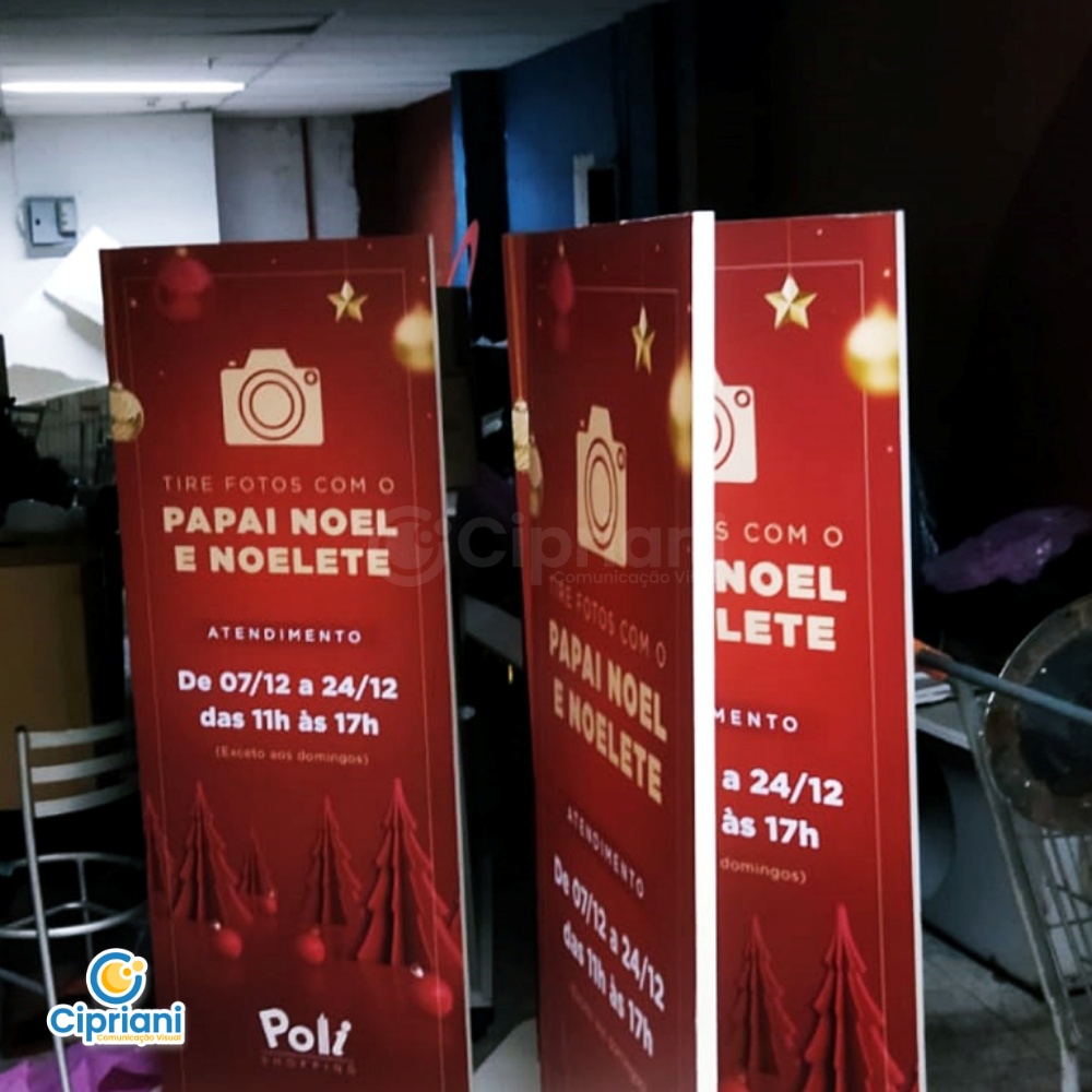 Adesivo para Totens de Shopping Natal Vermelho e Dourado 1 Imagem