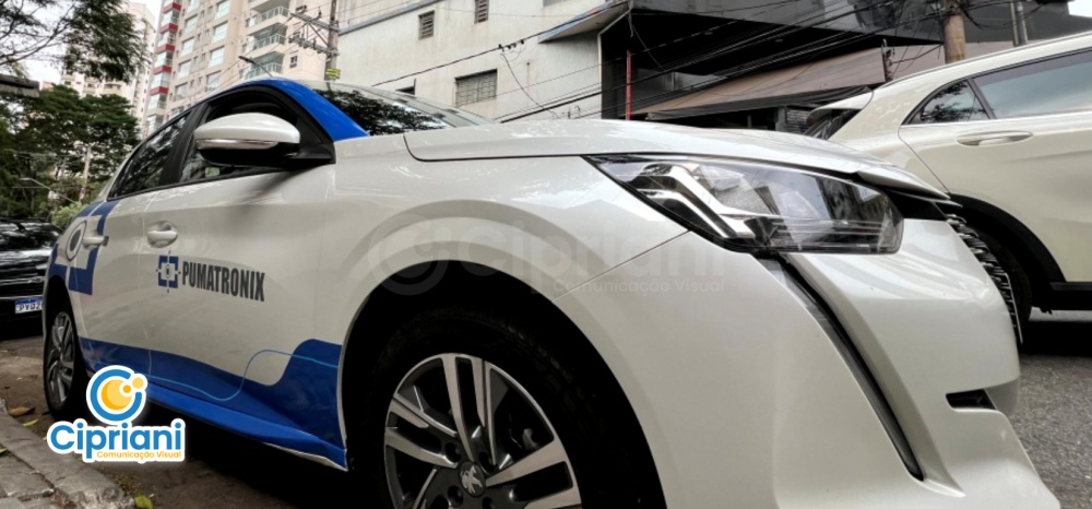 Adesivo de Veículo Carro para Eventos e Feiras Azul e Branco 1 Imagem