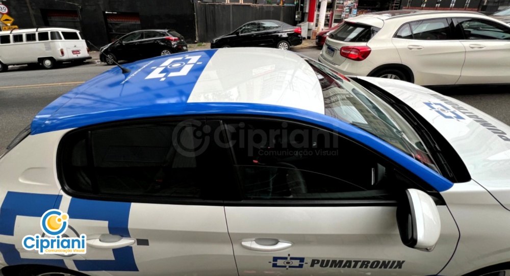 Adesivo de Veículo Carro para Eventos e Feiras Azul e Branco 2 Imagem