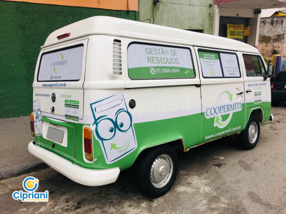 Adesivo para Veículo Kombi Verde de Cooperativa Verde e Branco | Projetos Cipriani Comunicação Visual