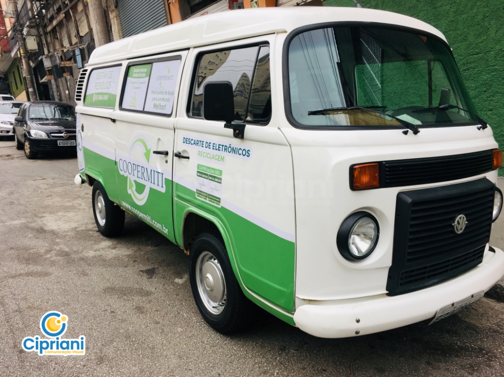 Adesivo para Veículo Kombi Verde, Cooperativa Verde e Branco 1 Imagem