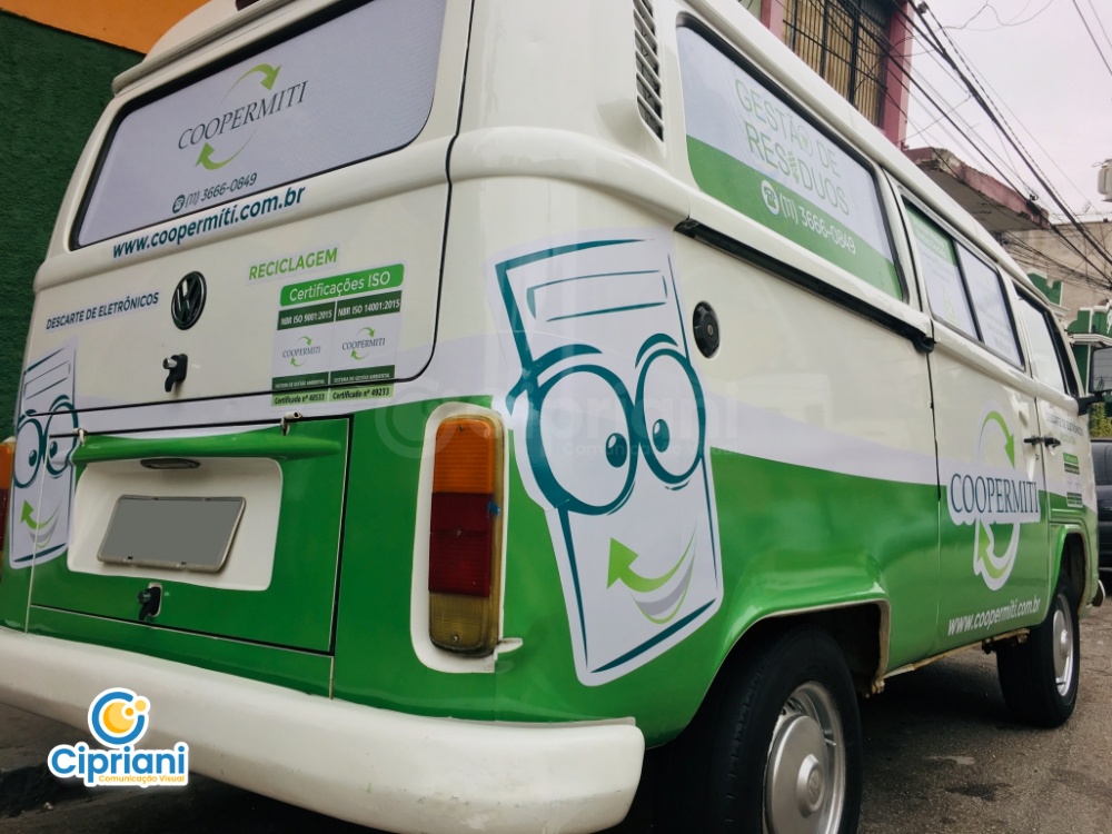 Adesivo para Veículo Kombi Verde, Cooperativa Verde e Branco 2 Imagem