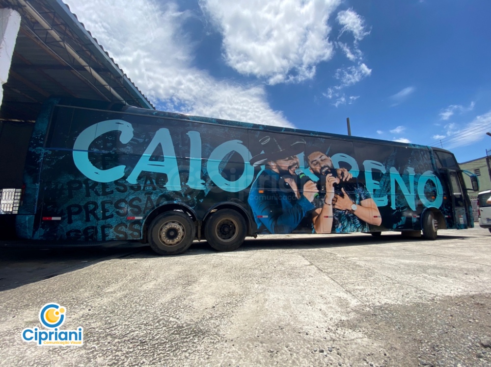 Adesivo para Veículo Ônibus de Cantor Sertanejo Azul e Preto 1 Imagem