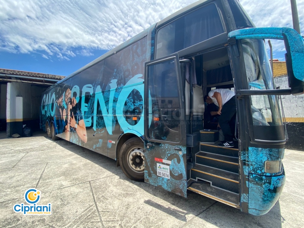 Adesivo para Veículo Ônibus de Cantor Sertanejo Azul e Preto 2 Imagem