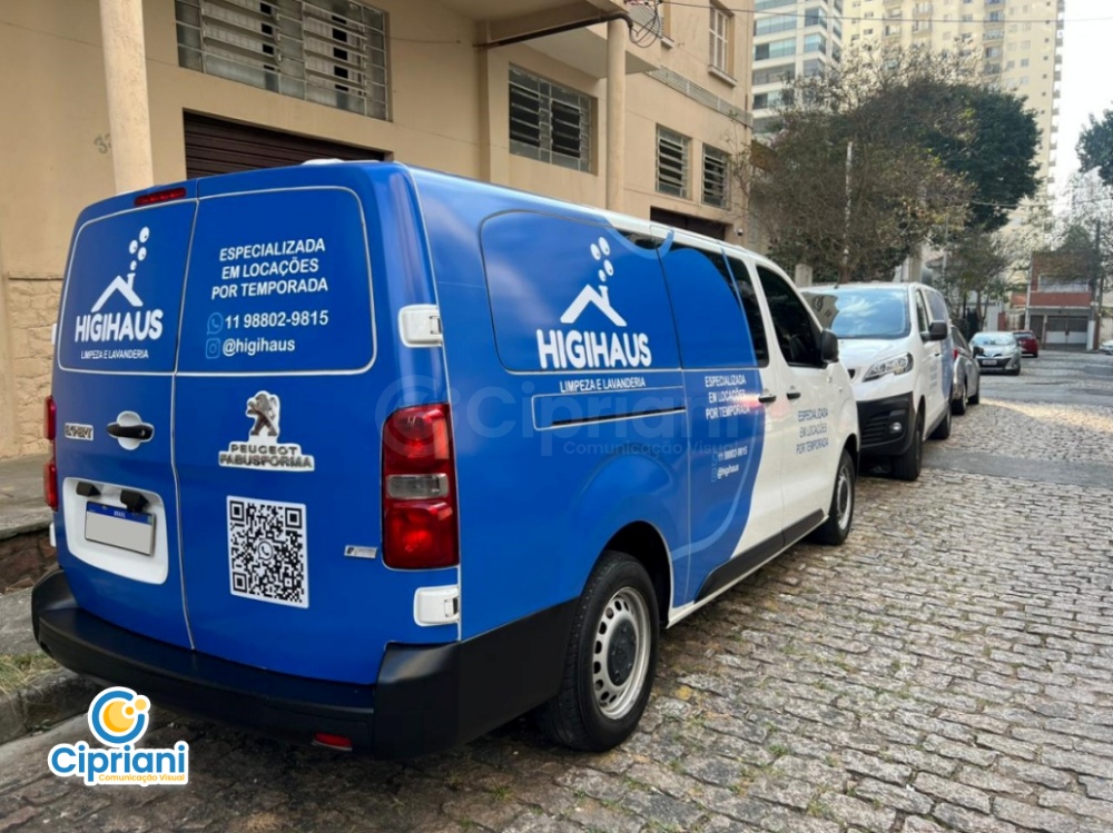 Adesivo para Veículo Vans de Lavanderia Azul  e Branco 2 Imagem