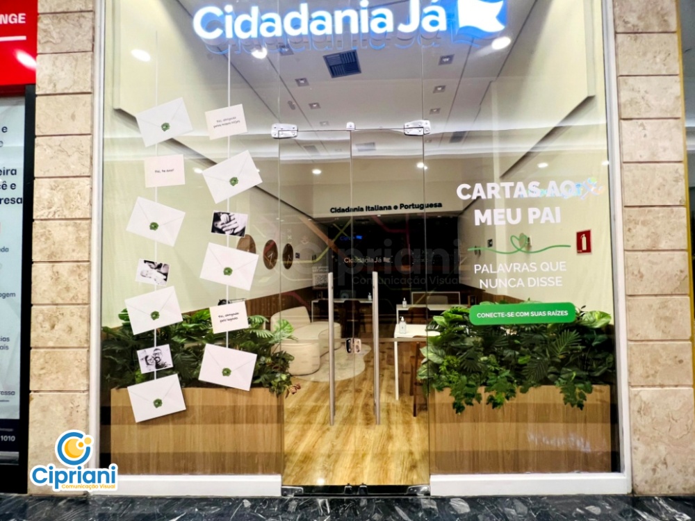 Adesivo para Vitrine Dia dos Pais Branco e Verde | Projetos Cipriani Comunicação Visual