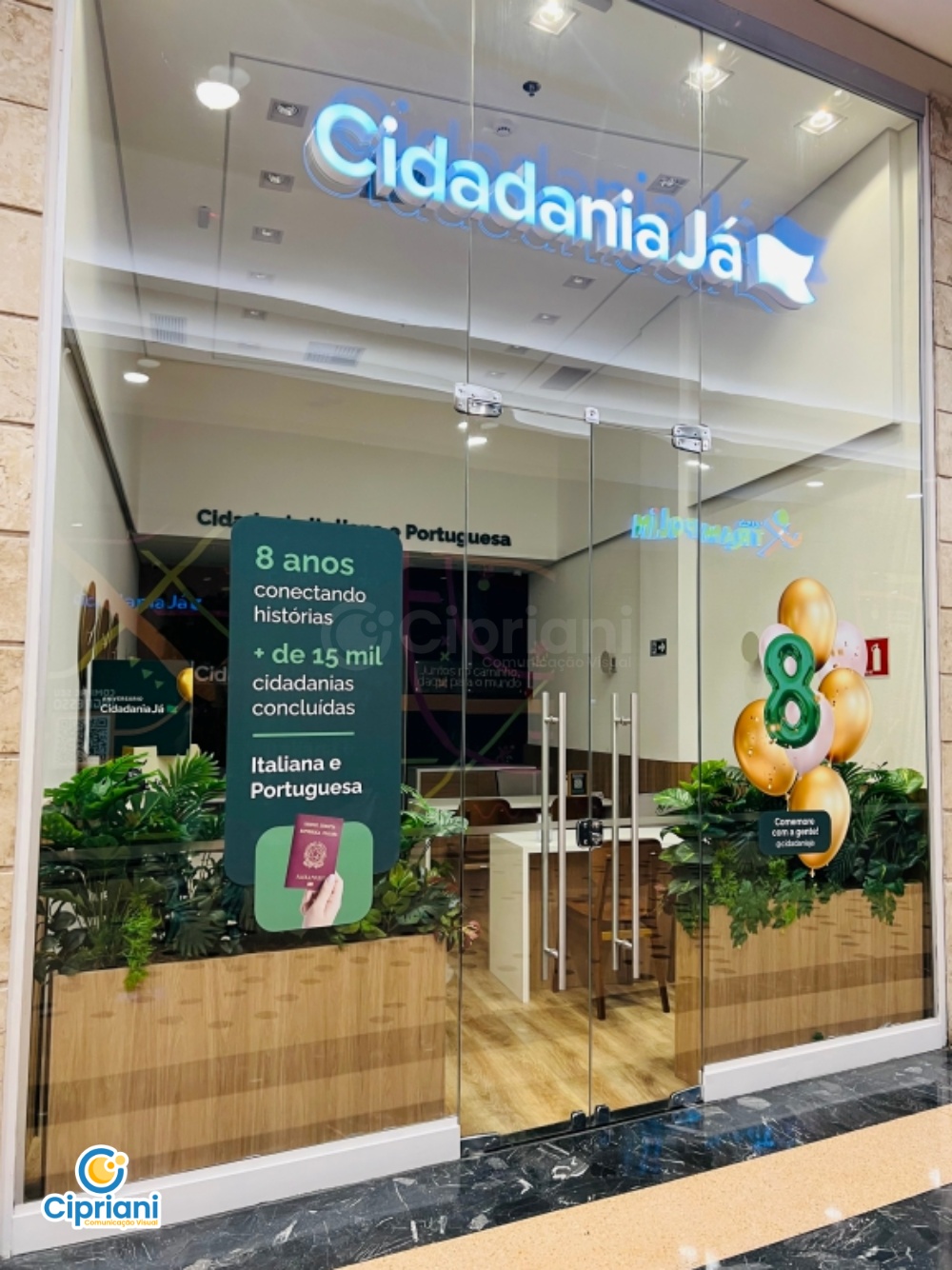 Adesivos para Promoção Loja de Shopping Verde e Dourada | Projetos Cipriani Comunicação Visual