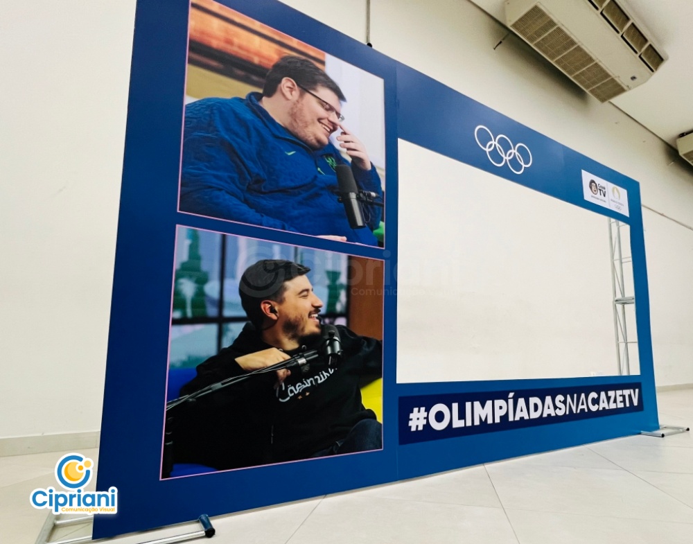 Backdrop Personalizado Azul e Branco | Projetos Cipriani Comunicação Visual