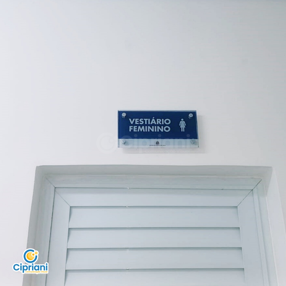 Placa de Acrílico Sinalização Azul e Branco, Cote Já 1 Imagem