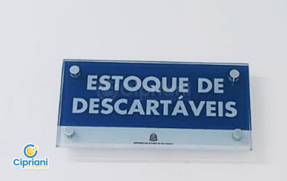 Placa de Acrílico Sinalização Azul e Branco, Cote Já 2 Imagem