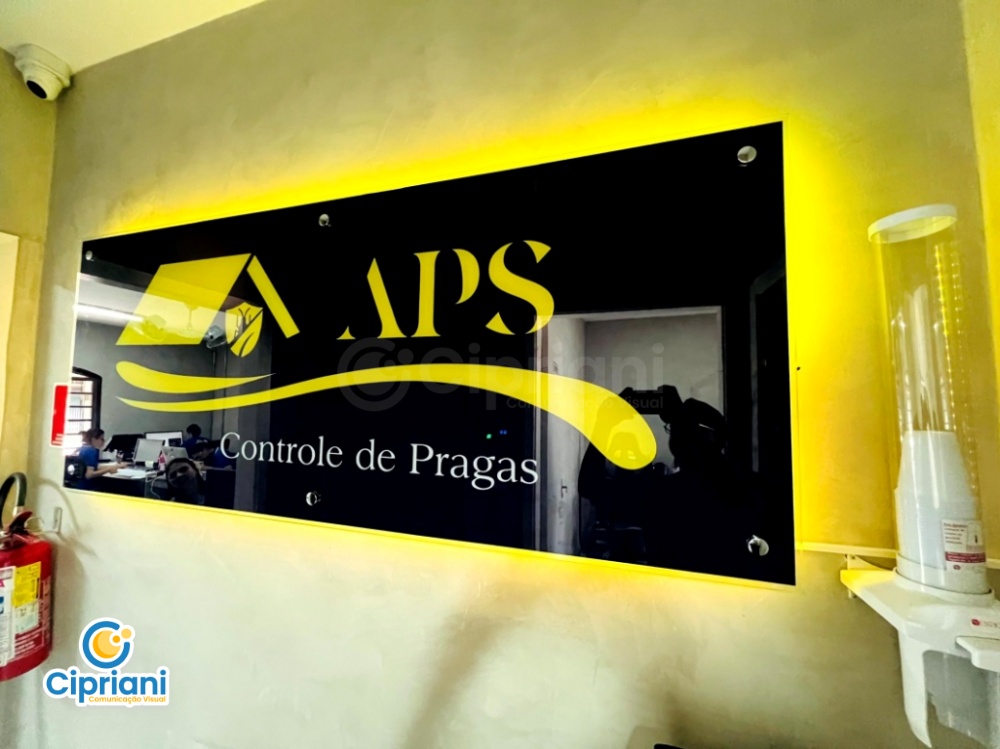 Placa de Vidro com LED Preto e Amarelo, Cote Online 1 Imagem