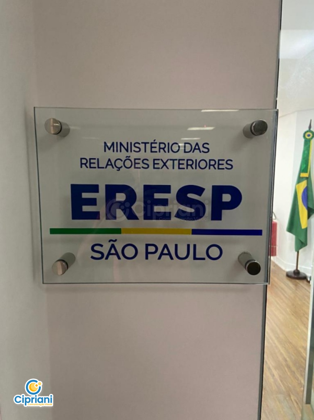 Placa de Vidro Pequena Azul e Amarelo, Compre Online 1 Imagem