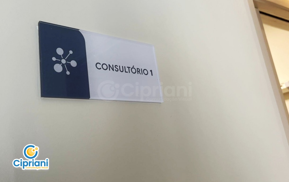 Placas Identificação de Consultórios Preto e Branco 2 Imagem