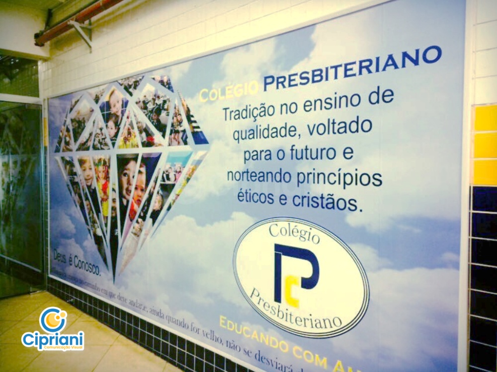 Placas Painel de Fotografia Escola Azul e Cinza | Projetos Cipriani Comunicação Visual