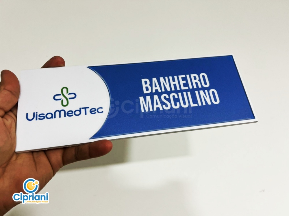 Placas PVC Identificação de Porta Azul e Branco | Projetos Cipriani Comunicação Visual