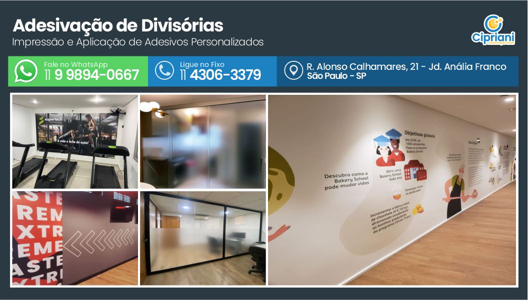 Adesivação de Divisórias  | Cipriani Comunicação Visual em São Paulo SP