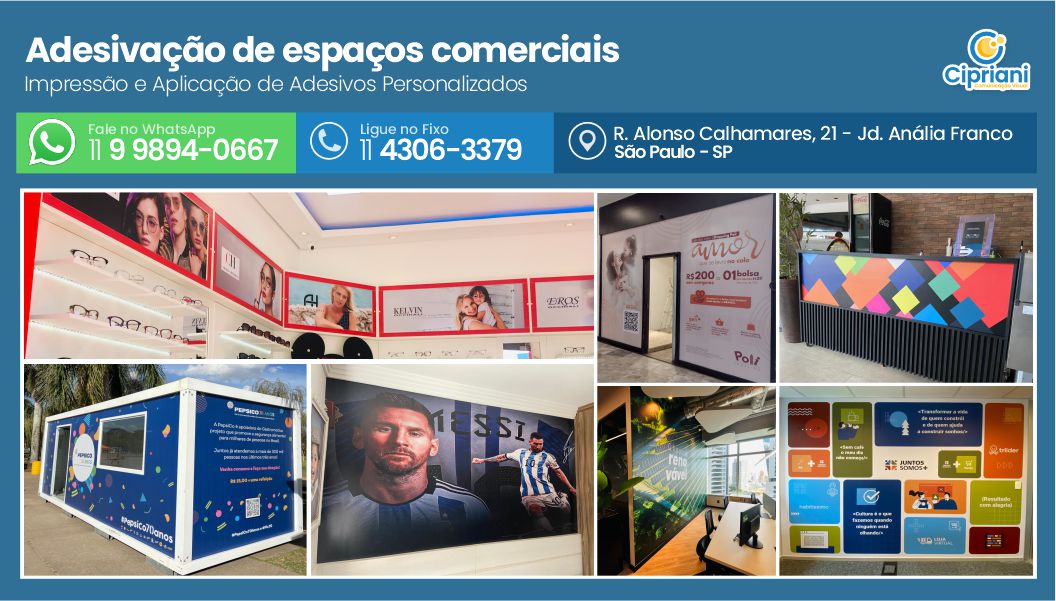Adesivação de espaços comerciais | Cipriani Comunicação Visual em São Paulo SP