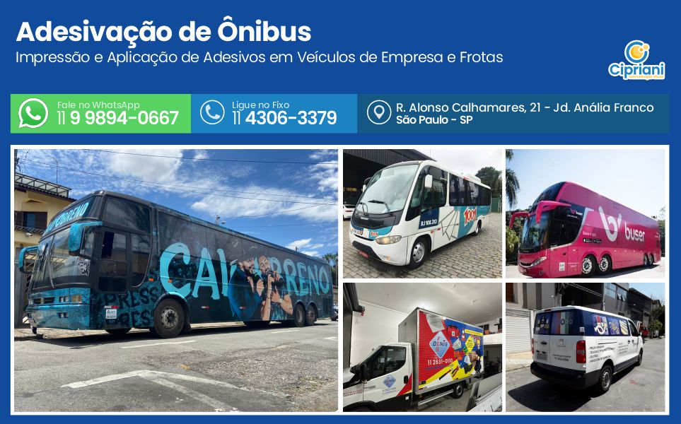 Adesivação de Ônibus  | Cipriani Comunicação Visual em São Paulo SP