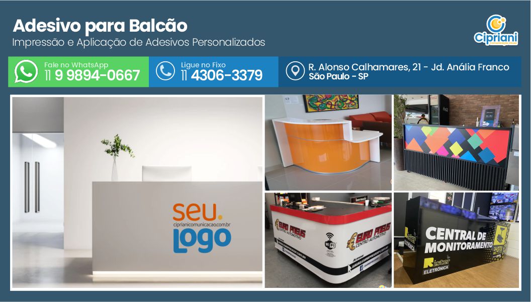 Adesivo para Balcão  | Cipriani Comunicação Visual em São Paulo SP