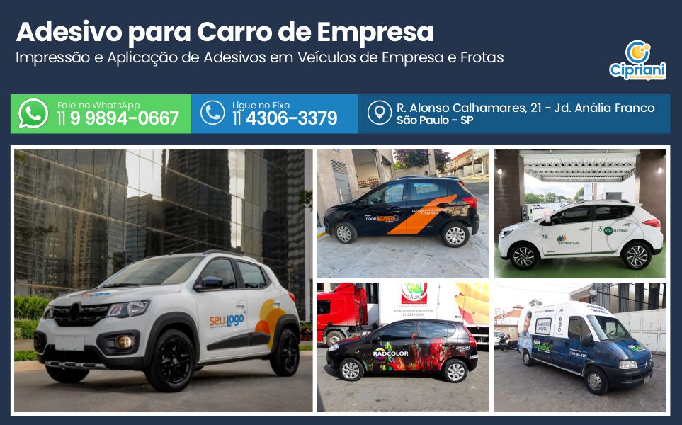 Adesivo para Carro de Empresa  | Cipriani Comunicação Visual em São Paulo SP