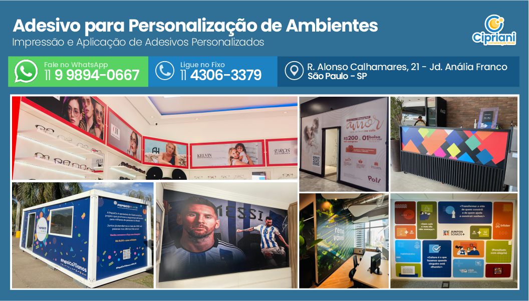 Adesivo para Personalização de Ambientes  | Cipriani Comunicação Visual em São Paulo SP