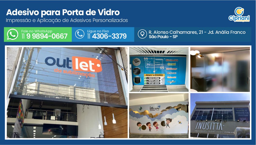 Adesivo para Porta de Vidro  | Cipriani Comunicação Visual em São Paulo SP