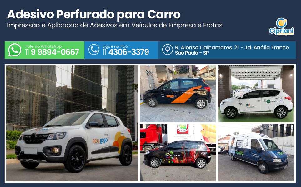 Adesivo Perfurado para Carro  | Cipriani Comunicação Visual em São Paulo SP