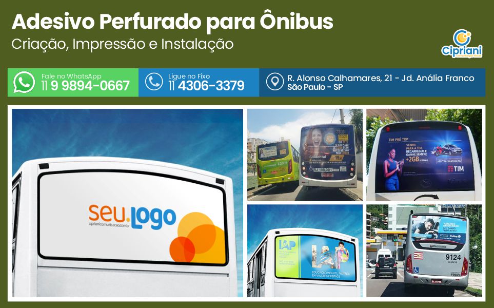 Adesivo Perfurado para Ônibus  | Cipriani Comunicação Visual em São Paulo SP