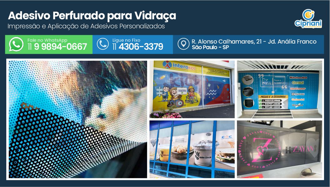 Adesivo Perfurado para Vidraça  | Cipriani Comunicação Visual em São Paulo SP