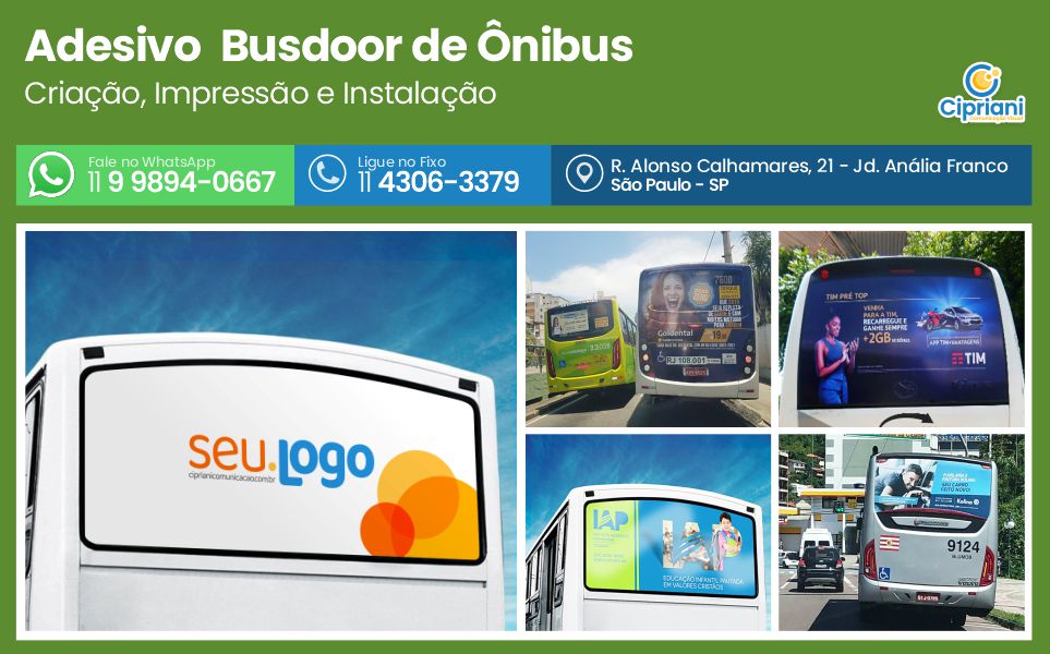 Adesivo Perfurado para Vidro Busdoor de Ônibus | Cipriani Comunicação Visual em São Paulo SP
