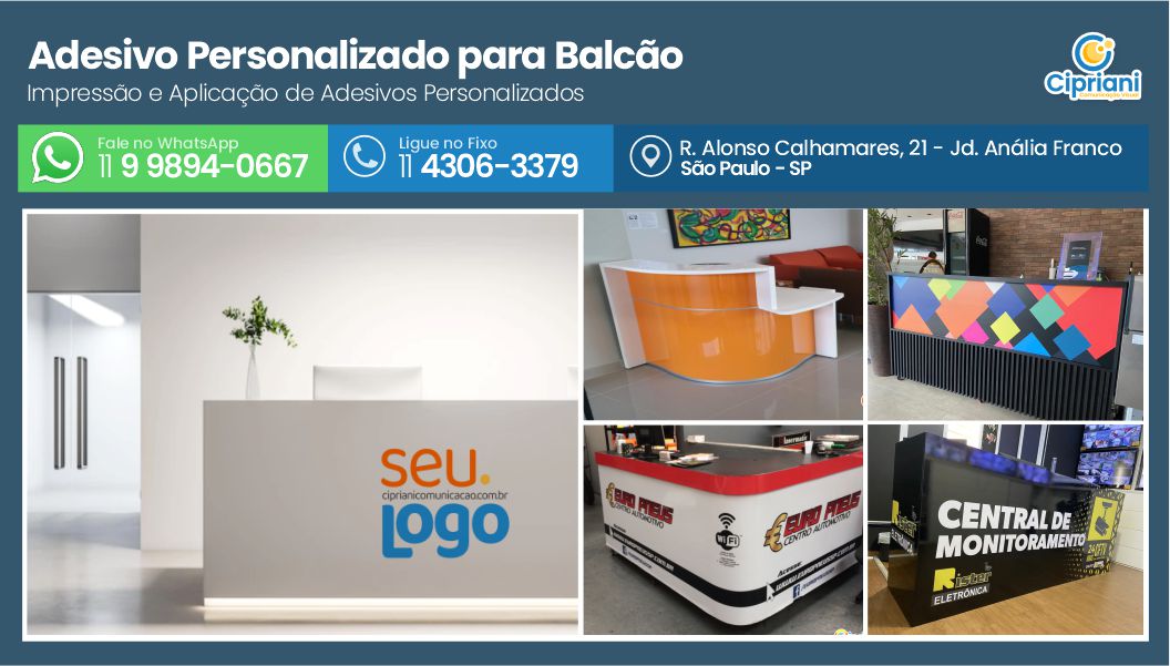 Adesivo Personalizado para Balcão  | Cipriani Comunicação Visual em São Paulo SP