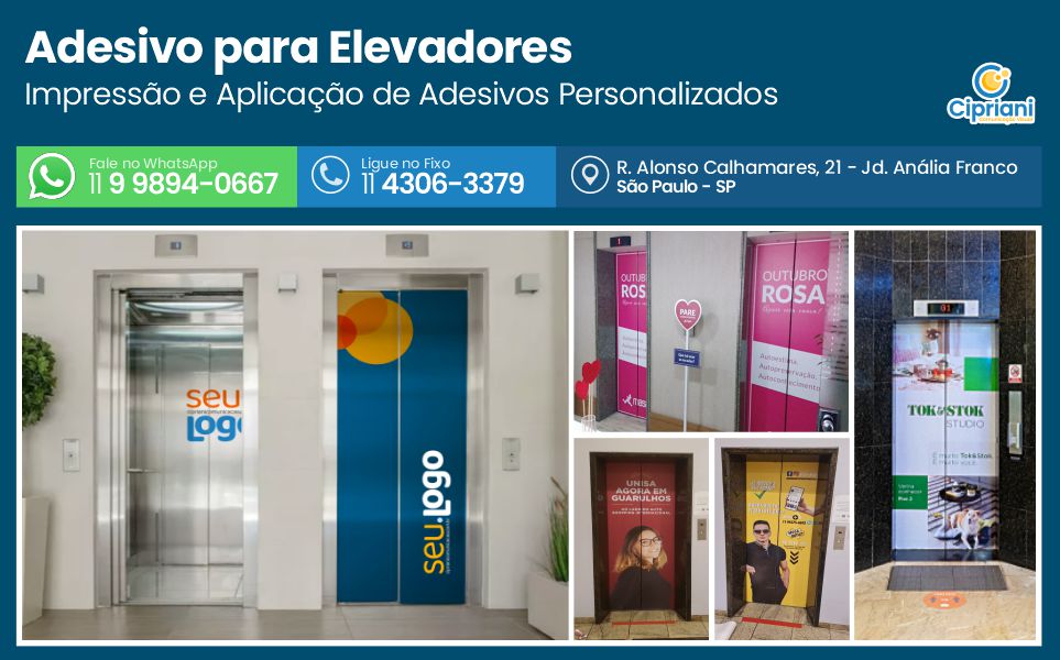 Adesivo Personalizado para Elevadores  | Cipriani Comunicação Visual em São Paulo SP