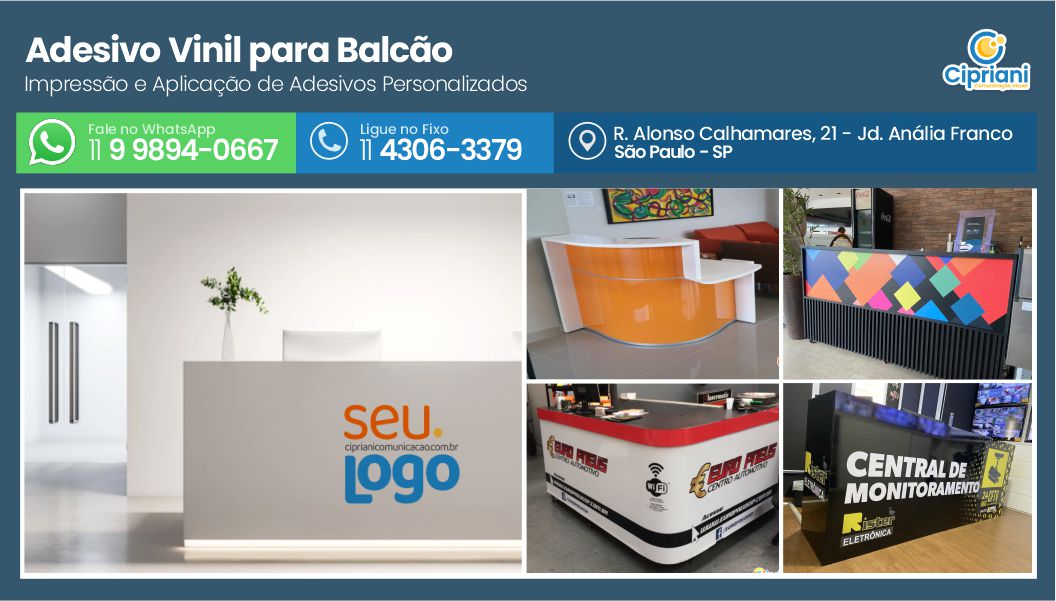 Adesivo Vinil para Balcão  | Cipriani Comunicação Visual em São Paulo SP