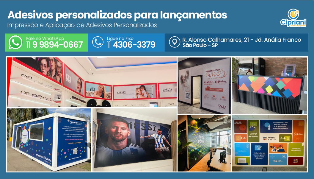 Adesivos personalizados para lançamentos | Cipriani Comunicação Visual em São Paulo SP
