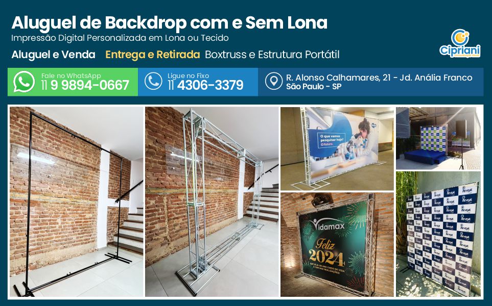 Aluguel de Backdrop com e Sem Lona | Cipriani Comunicação Visual em São Paulo SP