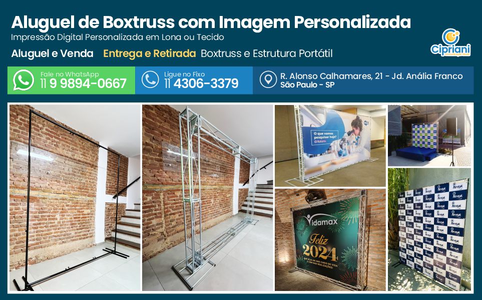 Aluguel de Boxtruss com Imagem Personalizada | Cipriani Comunicação Visual em São Paulo SP