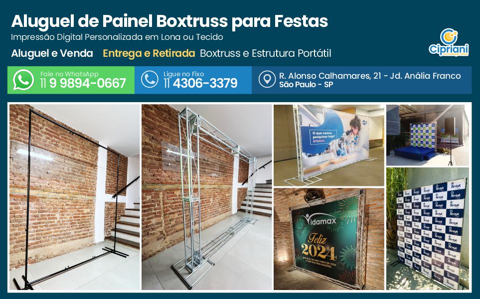 Aluguel de Painel Boxtruss para Festas | Cipriani Comunicação Visual em São Paulo SP