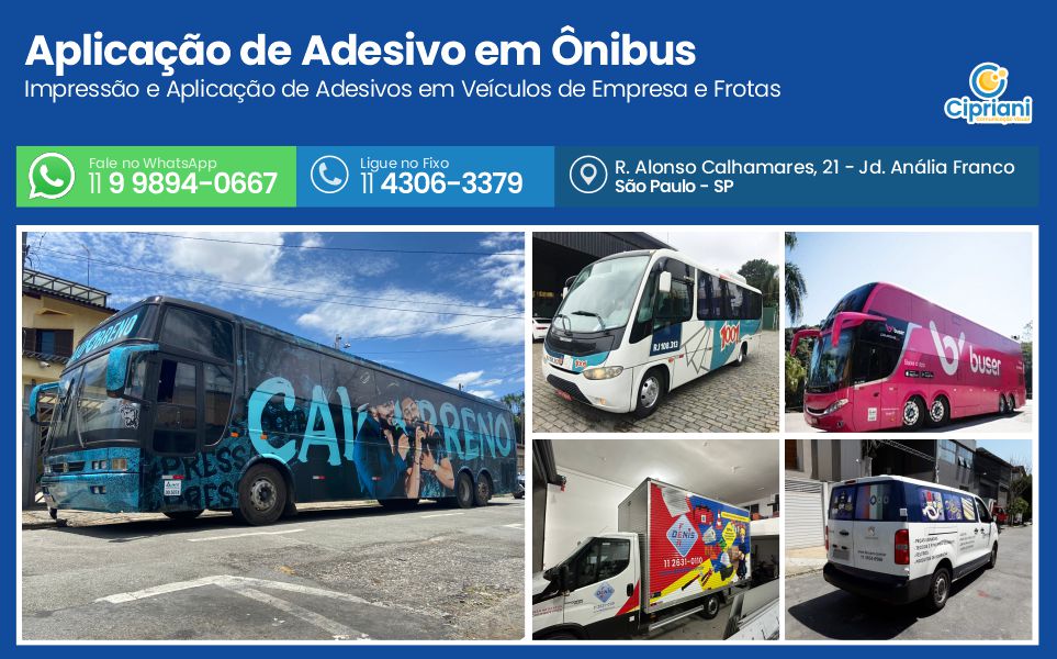Aplicação de Adesivo em Ônibus  | Cipriani Comunicação Visual em São Paulo SP