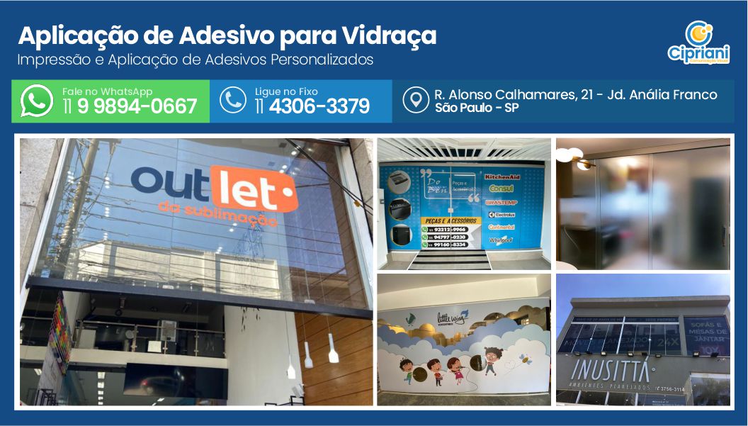 Aplicação de Adesivo para Vidraça  | Cipriani Comunicação Visual em São Paulo SP