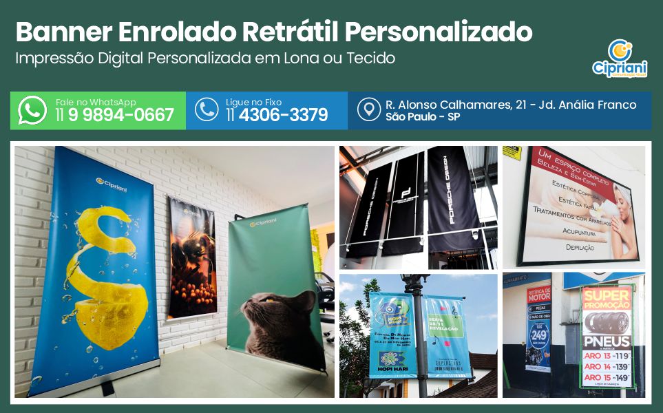 Banner Enrolado Retrátil Personalizado | Cipriani Comunicação Visual em São Paulo SP
