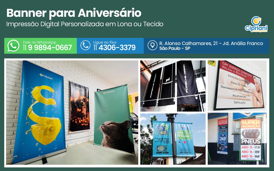 Banner para Aniversário  | Cipriani Comunicação Visual em São Paulo SP
