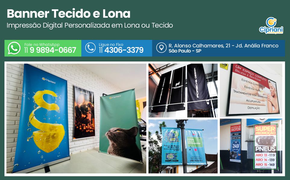 Banner para Eventos Personalizados  - Tecido e Lona | Cipriani Comunicação Visual em São Paulo SP